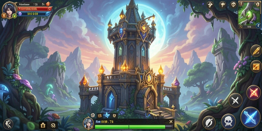 Screenshot utama menunjukkan gameplay Tower Defense yang seru di 73K.