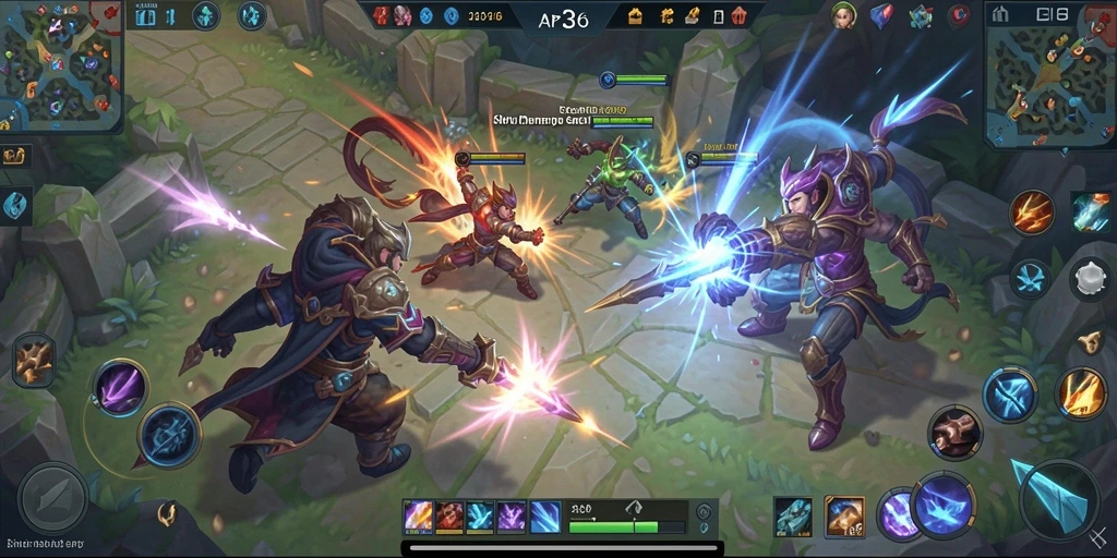 Tampilan seru dari gameplay API36 di arena MOBA.