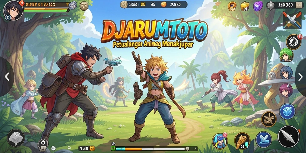 Screenshot gameplay <strong>DJARUMTOTO</strong> yang menampilkan karakter anime dalam pertempuran.