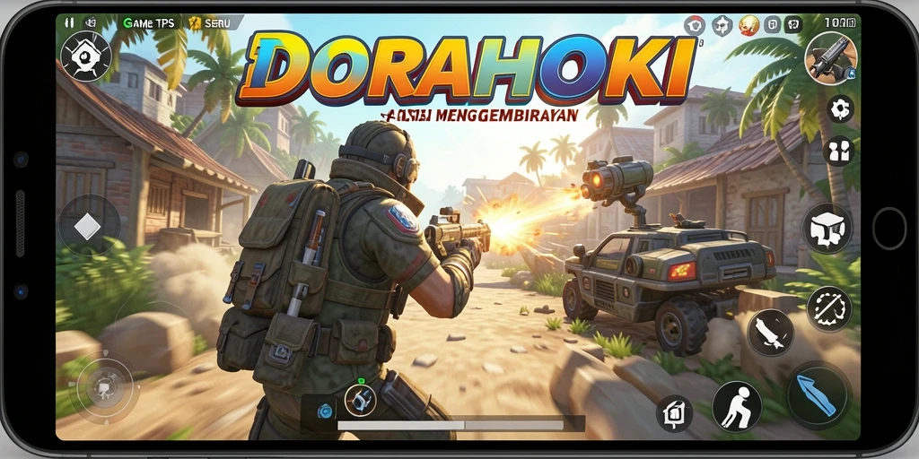 Screenshot DORAHOKI menampilkan aksi pertarungan yang mendebarkan dalam game TPS.