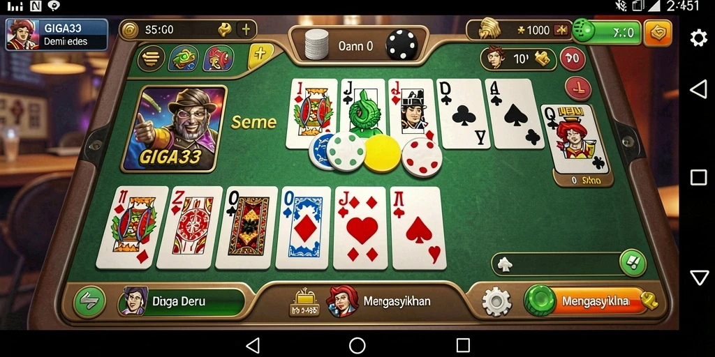 Screenshot GIGA33 menampilkan gameplay Domino yang seru.