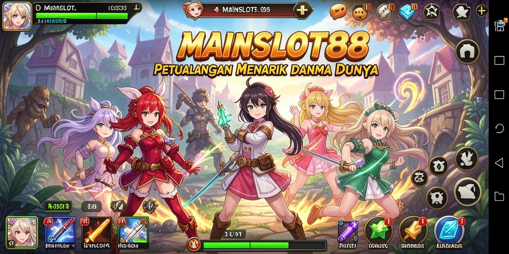 Screenshot gameplay MAINSLOT88 dengan karakter anime yang dinamis.