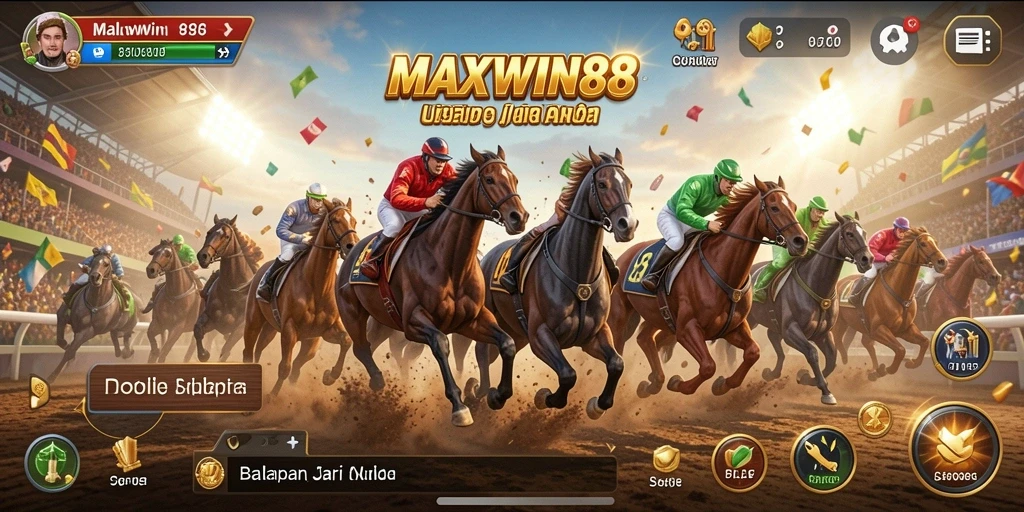 Tampilan gameplay seru di lintasan balap MAXWIN88.