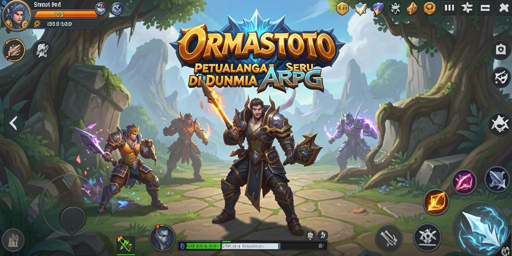 Screenshot gameplay menunjukkan pertempuran intens di dunia luas ARPG.